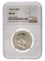 1954 D - MS64 Franklin Half Silver Dollar