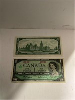 2 near mint Canadian 1 dallor bills