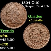 1804 C-10 Draped Bust 1/2c Grades xf details