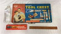 American Toy Tool Chest w Ruler & Dragon Dominoes