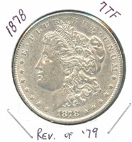 1878 Morgan Silver Dollar - 7 TF, Reverse of 1879