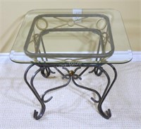 Beveled Glass Top Wrought  Iron Side End Table 2-2