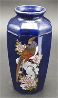 Vintage Japanese Blue Pheasant Vase