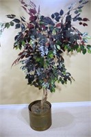Six Foot Large Artifical Fig Tree in Brass Bucket