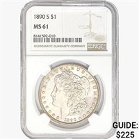 1890-S Morgan Silver Dollar NGC MS61