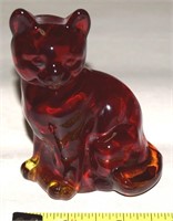 Fenton Amberina Art Glass Cat Kitten Figure 3.75t