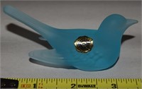 Vtg Westmoreland Blue Satin Bird Figure 3.5L