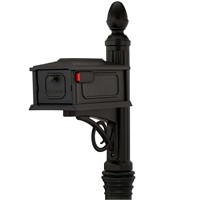 Black Plastic Standard Mailbox with Post