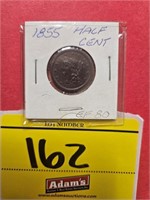 1855 HALF CENT PIECE