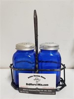 VTG Cobalt Blue Glass Depression Style Shakers
