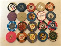 20 Various Reno Nevada Casino Chips