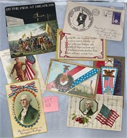 9 Patriotic Antique/VTG Postcards Ephemera