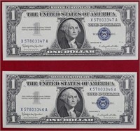 2 - 1957B Seq. # $1 Silver Certificates