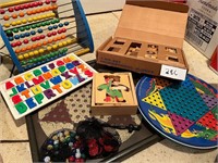 VINTAGE TOYS-ABACUS, CHINESE CHECKERS, MAG ABC