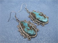Sterling Silver Tested & Turquoise SW Earrings