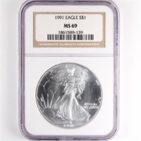 1991 Silver Eagle NGC MS69