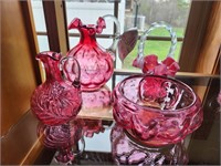 Cranberry glassware - tallest 7"