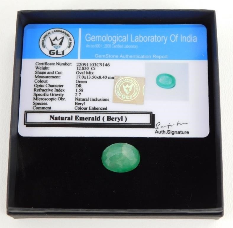 Certified 12 Carat Emerald Gemstone