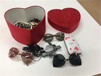 Heart Rose Box Full of Assorted Costume Jewelry