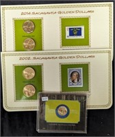 Golden Buffalo Nickel & 2002 + 2014 Sacagawea