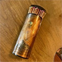 VTG Duck Motif Copper Fireplace Match Holder