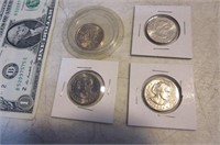 FOUR $1 Coins Susan B Anthony & Gold