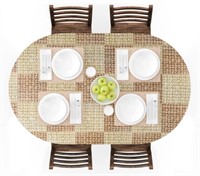 UMINEUX Oval Fitted Vinyl Tablecloth with Elastic