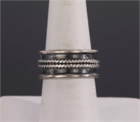 STERLING Silver Band Ring w/ Rope Detail