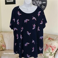 Sonoma Egret Heron Crane Print Plus Size Top XXL