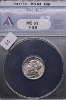 1941 ANAX MS63 MERCURY DIME