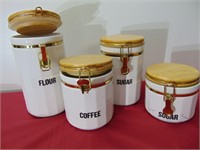 White Canisters with Wood Tops - no issues