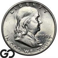1950-D Franklin Half Dollar, Gem BU FBL Bid: 145