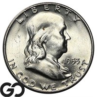 1953-D Franklin Half Dollar, Gem BU FBL Bid: 64
