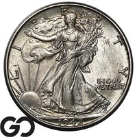 1942-D Walking Liberty Half Dollar, BU+ Bid: 51