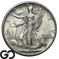 1946-S Walking Liberty Half Dollar, BU+ Bid: 45