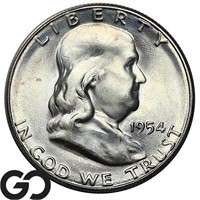 1954-S Franklin Half Dollar, Gem BU Bid: 27