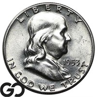 1953 Franklin Half Dollar, Near Gem FBL Bid: 80