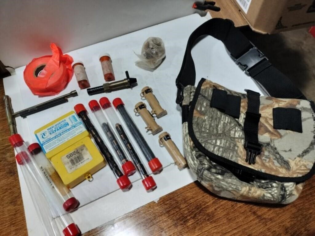 Black powder ammunition loading kit in bag