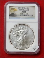2014 American Eagle NGC MS70 1 Ounce Silver