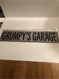 6 in x 24 in metal Grumpy’s Garage sign