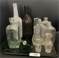 Early Apothecary & Liquor Bottles, Green Glass