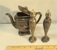 Pewter Salt and Pepper and Creamer
