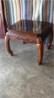 Wood And Glass End Table 24" X 28"