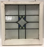 VINTAGE FRAMED STAINED GLASS WINDOW