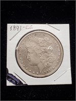 1891 CC 90% Silver Morgan Dollar.