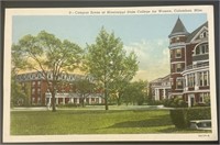 Vintage Stamped MS State College PPC Postcard