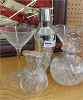 Vintage cocktail shaker, decanters and more