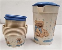 Vintage Teddy Bear Containers and Pitcher