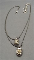 Unique sterling silver double necklace with