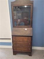 Vintage secritary desk with display storage top